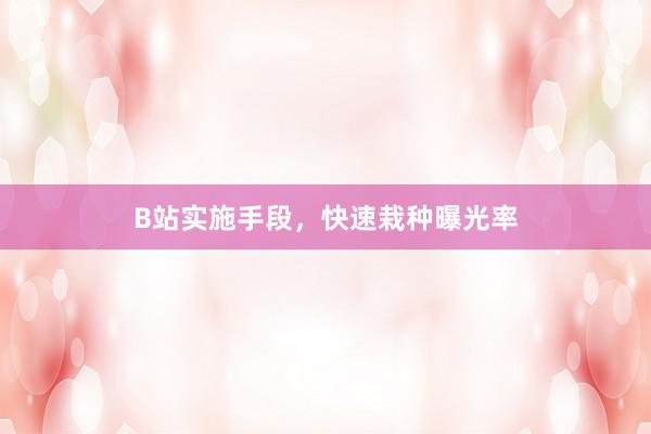 B站实施手段，快速栽种曝光率