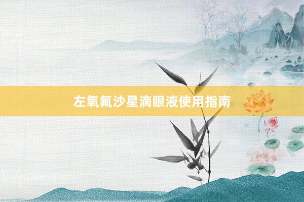 左氧氟沙星滴眼液使用指南